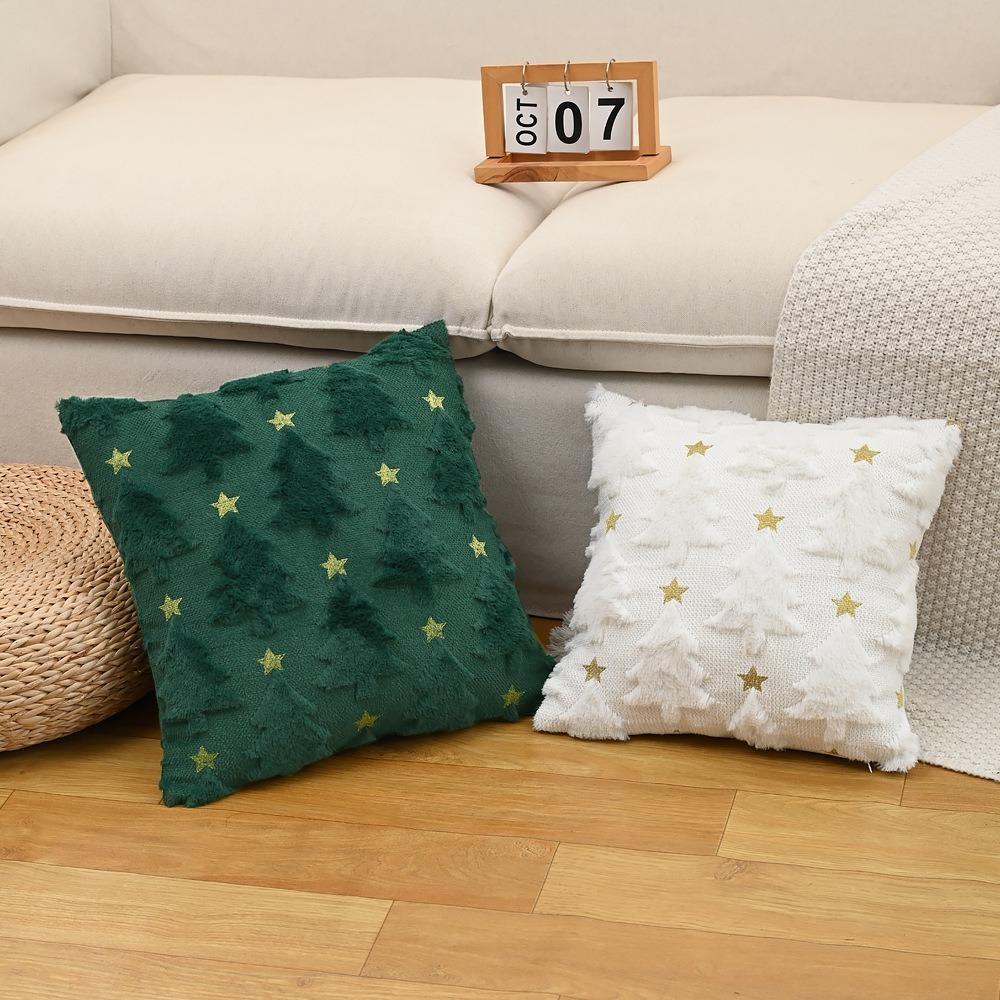 Embroidered Golden Star Xmas Pillowcase Decorative Pillow Case New Plush Cushion Cover  Party Decor