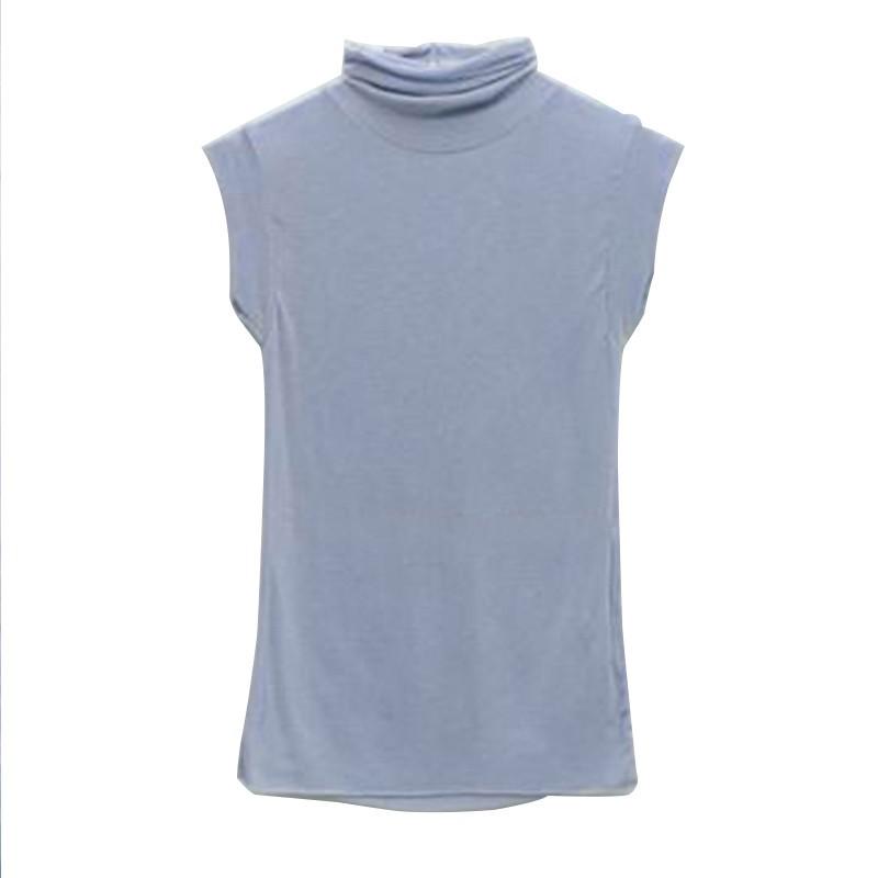 Corea del Sud Dongdaemun Gilet Senza Maniche Trasparente a Collo Alto - Top Sexy Slim Fit da Donna