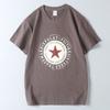 Foreign Trade Export Surplus Comfortable All-Cotton Summer New Men's Fashion Round Neck Five-Pointed Star Print Short-Sleeve T-Shirt