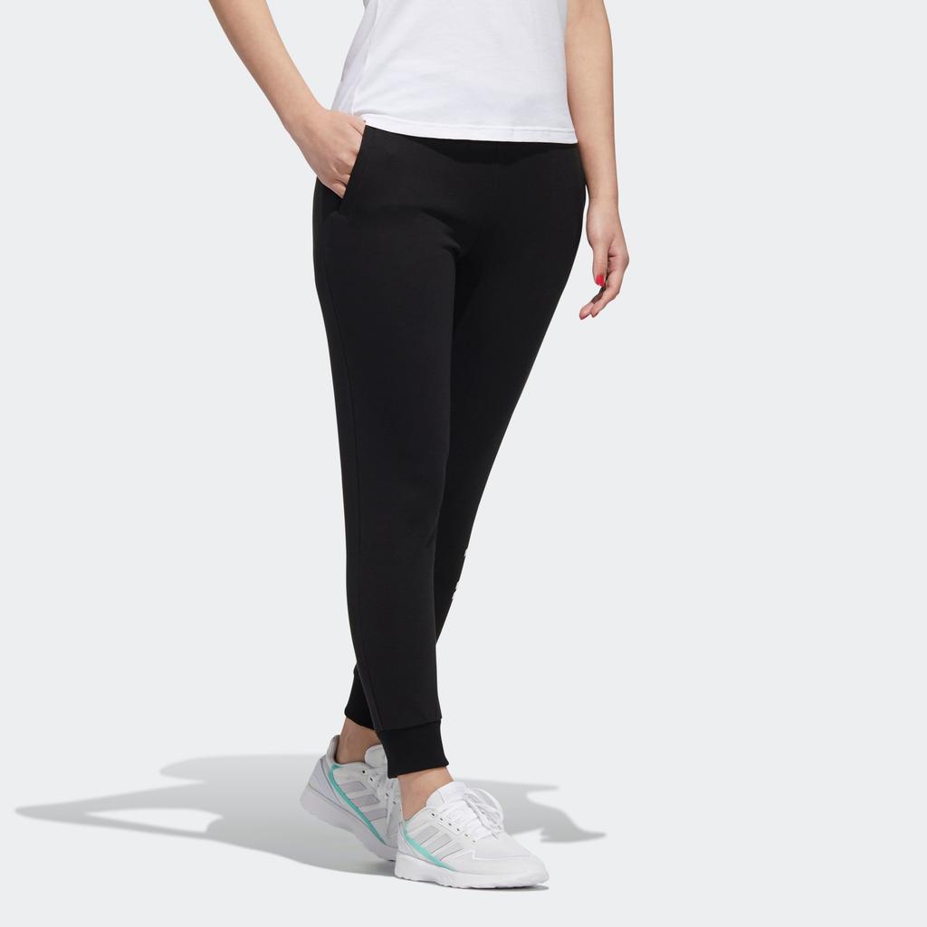 (WMNS) adidas Neo Essential Logo Pants Asia Sizing 'Black White' Women's GJ7917