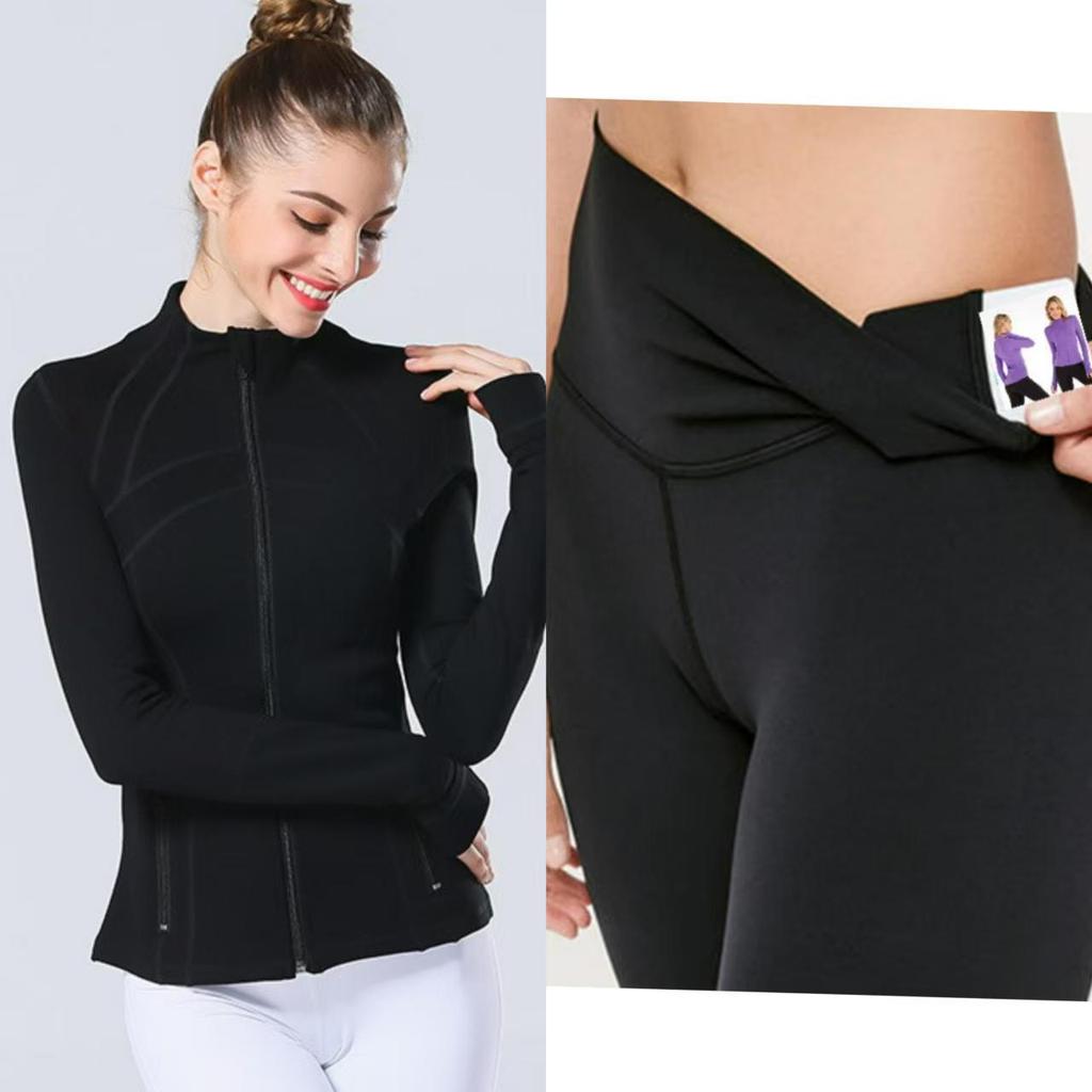 Lulu SLEEK CITY Women's Slim Fit Jacket & Yoga Capri Pants Set