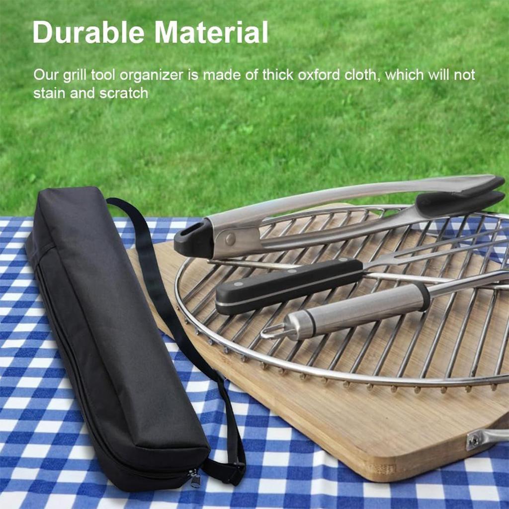 Oxford Cloth Grill Utensil Storage BBQ Tools Barbecue Bag for Outdoor Barbecue Foldable Grilling Bag for Camping and Hiking BBQ