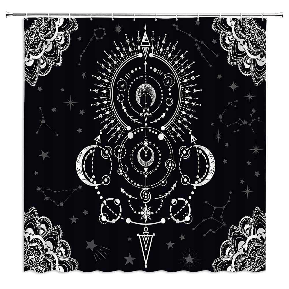 Astrology Shower Curtain Planetarium Themed Astronomical Image Of Constellations With Horoscopes Cloth Fabric Bathroom Decor Set