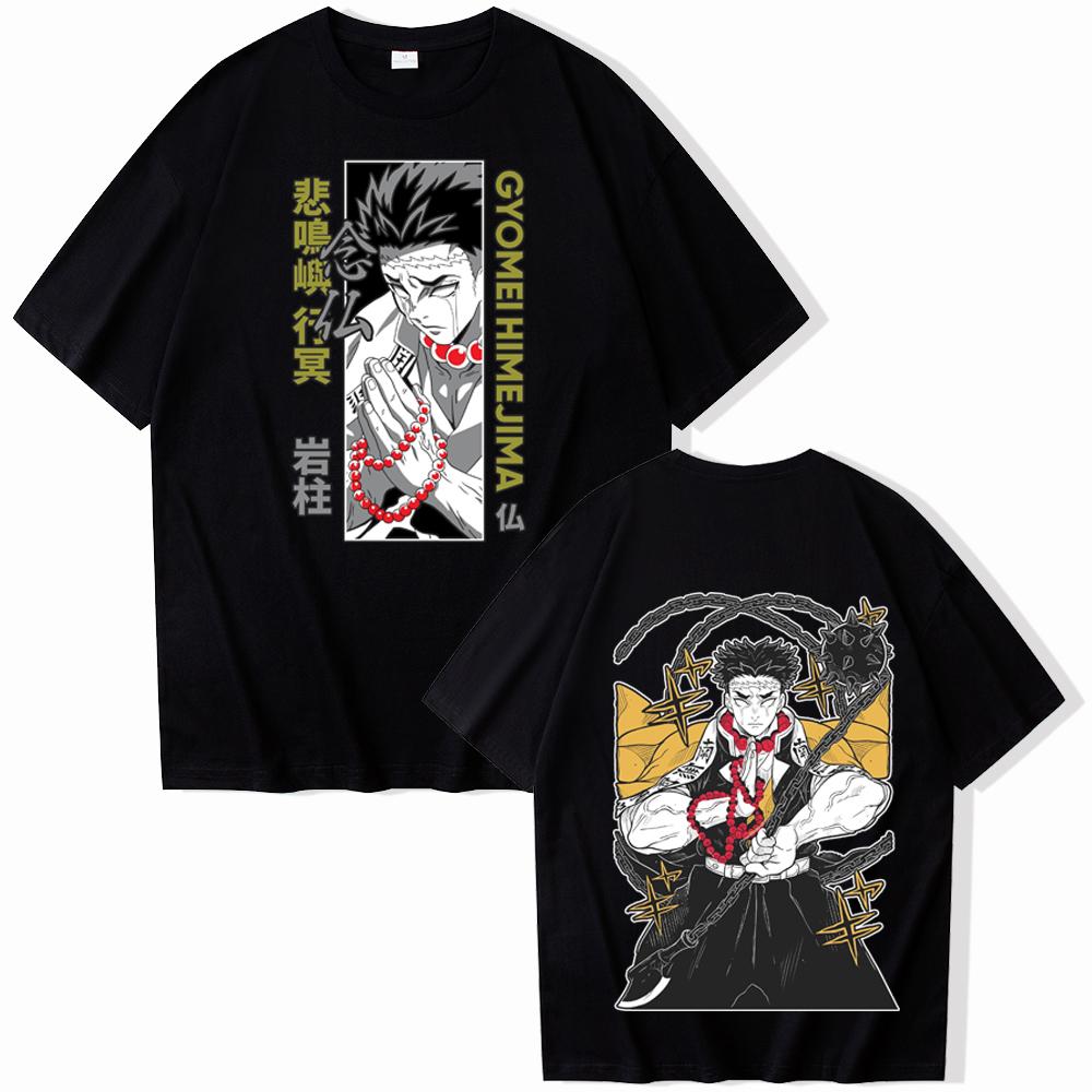 

2025 Japannese Anime Demon Slayer Himejima Gyomei Y2k Vintage T-Shirts Women Summer Casual O-Neck Short Sleeve Unisex Shirts S