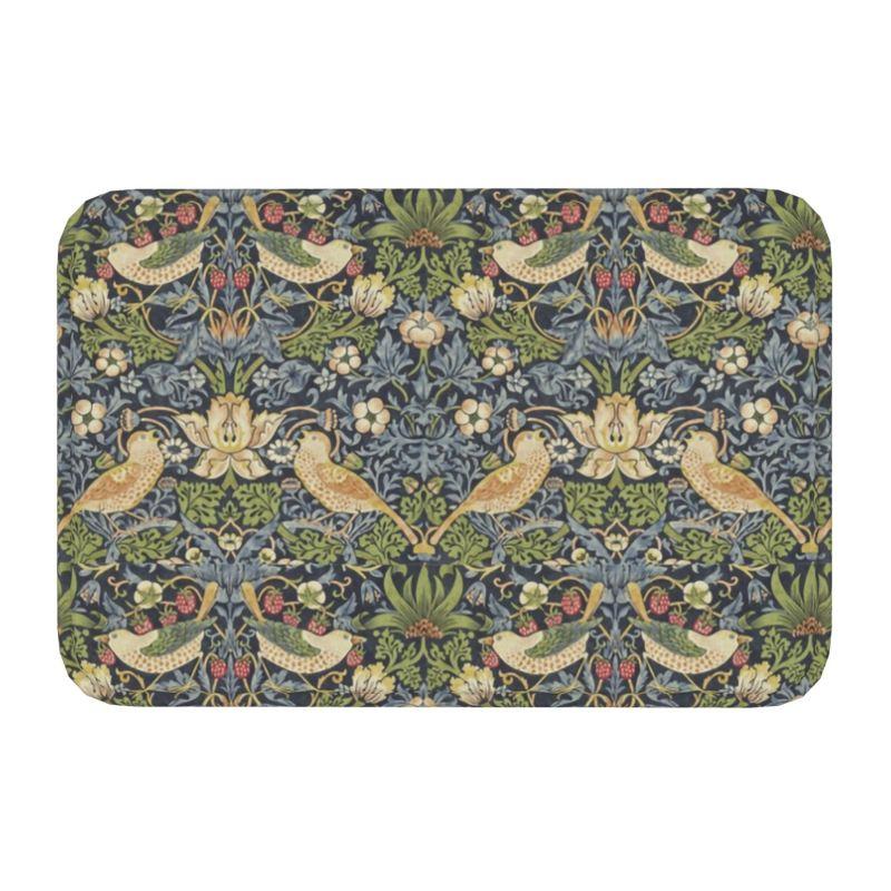 Custom William Morris Compton Floral Art Nouveau Pattern Doormat Bath Door Floor Mat Textile Pattern Toilet Rug Carpet Footpad