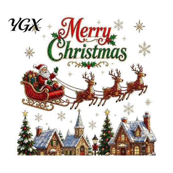 Christmas Classroom Decorations Window Stickers, Winter Holiday Decorations, Festive Art with Xmas Tree Party Supplies Snowman Angel Patterns for Home