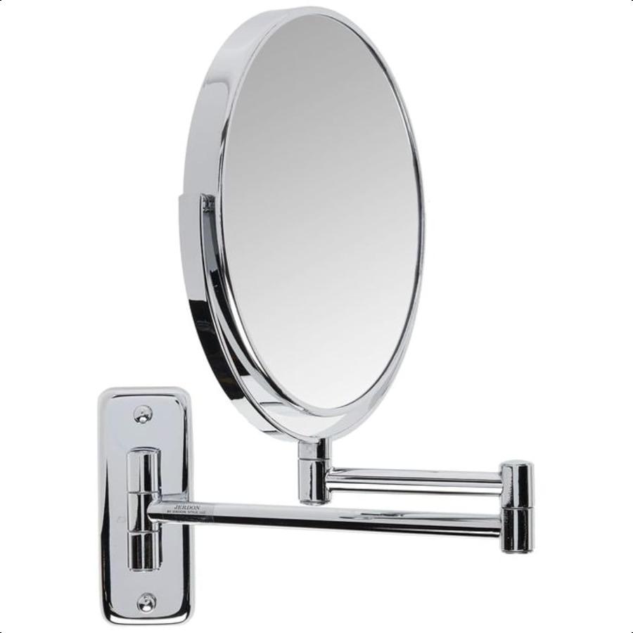 

JERDON 8-дюймовое двухстороннее поворотное настенное зеркало Зеркало для макияжа с 8-кратным увеличением 13,5-дюймовое настенное удлинение Хромированная отделка Модель United States
