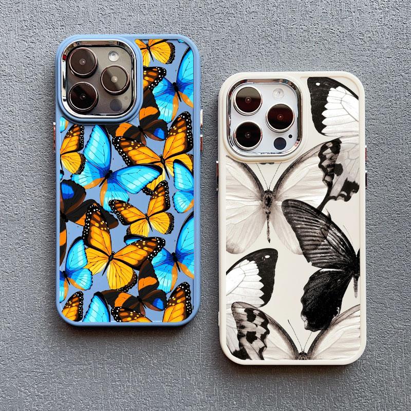 Animal Chromatic Colour Butterfly Print Silicone Phone Case For iPhone 13 12 Mini 11 Pro Max 16 15 14 Plus Pro Max XR XS X Cover