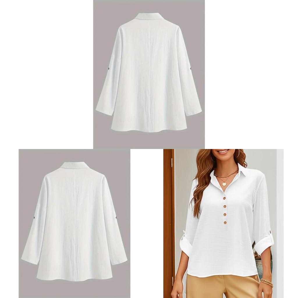 Womens Summer Casual Shirt With Polo Collar And Button Design For Office Wear