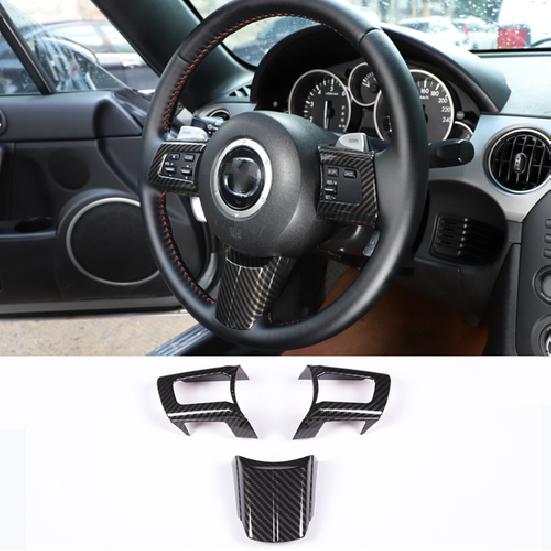 Carbon Fiber ABS For Mazda-MX-5 Miata 2009-2014 Steering Wheel Button Cover Trim
