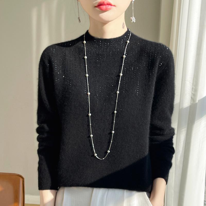2024 New Style Rhinestone Fringe Knit Sweater: Soft Wool Base, Perfect for Autumn/Winter