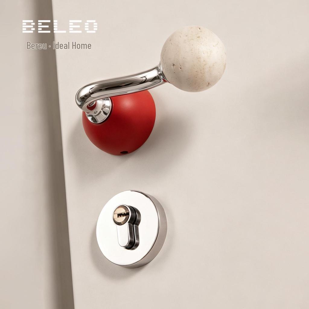Bureau White Travertine Magnetic Silent Door Handle for Modern Luxury Bedrooms