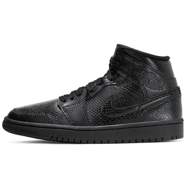 Jordan 1 Mid Black Schlangenleder Damen BQ6472-010