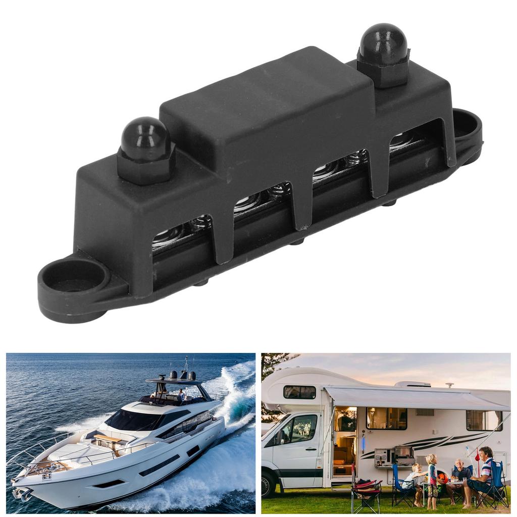4 Position Bus Bar M10 Studs Power Distribution Block for Automobile RV Yacht 48V  250A