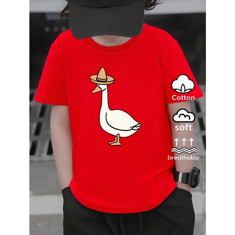 European Sizes Boys' Cotton T-shirt Duck Wearing Sombrero Green Background, Ideal for Outdoor Activities, Soft Knitted Top, Comfortable And Breathable