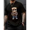 Men's Cotton T Shirt with Cool Bear Graphic Print Regular Fit Casual Summer Tee for Outdoor Hiking, Gym Training Machine Washable