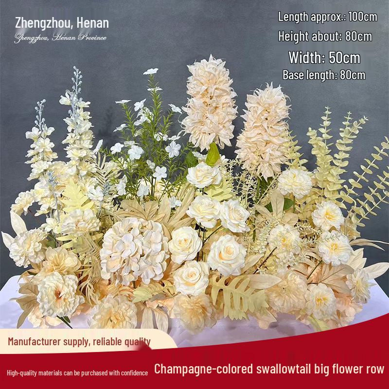 Champagne Aisle Flower Row for Chinese Wedding Stage Decor - Artificial Wedding Flowers