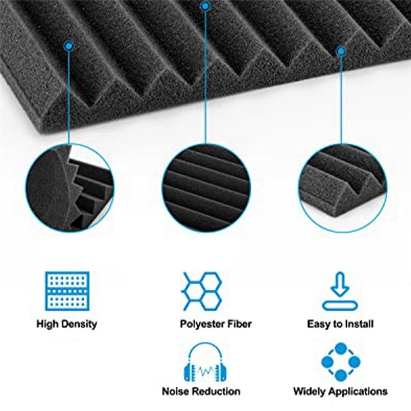 A20F-24PCS Sound Absorber Acoustic Foam Sound Insulation Wall Sound Insulation For Podcasts Reduce Noise (30 X 30 X 2.5 Cm)