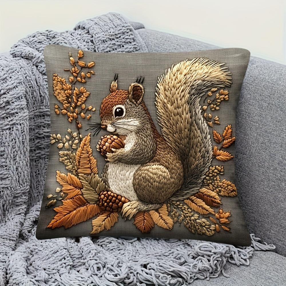 Squirrel Pillow Cover: Nature's Artistry for Your Home Sofa cushion cover, home decoration, 2D printing