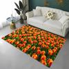 Krásný 3D tištěný koberec s tulipány do obývacího pokoje, ložnice Alfombra Protiskluzový měkký kusový koberec Pohovka Vstupní rohožka Domácí rohožka Dekor Tapete