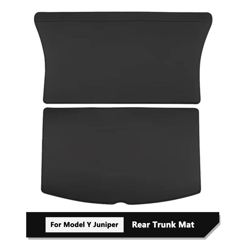 Full coverage Trunk Mat for Tesla Model Y Juniper 2025 2026 PU Leather Car Seat Backrest Anti - Kick Protective Pad Cargo Liner