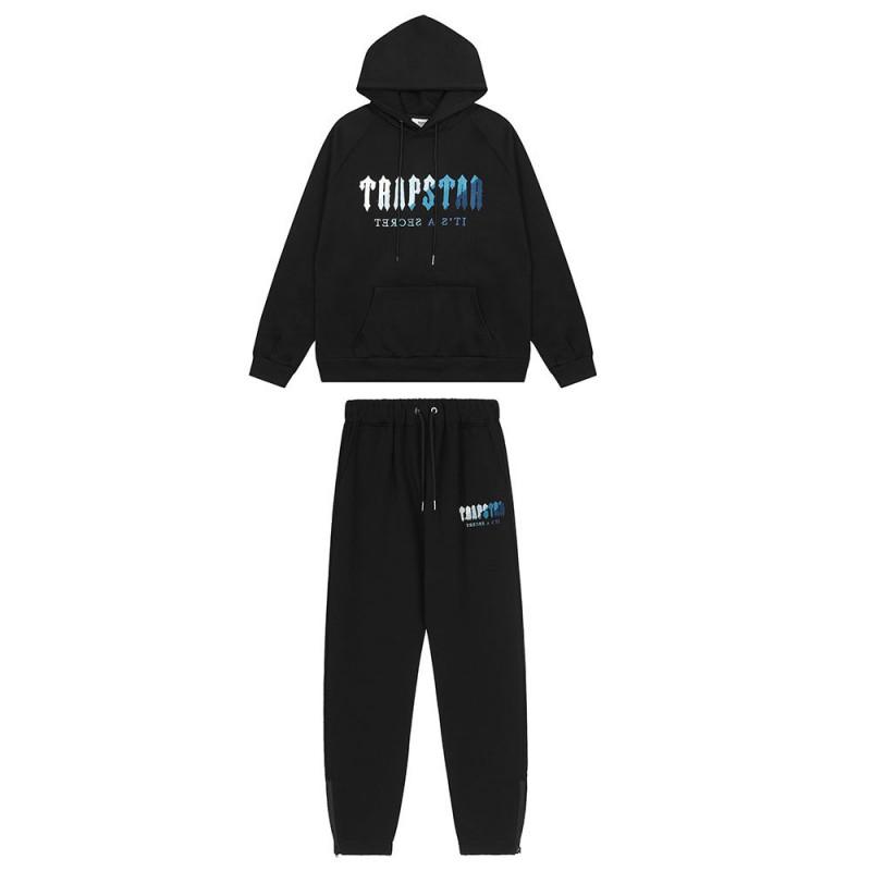 Herren Gradient Buchstaben Bestickter Hoodie Jogginganzug Set - Übergroß Fleece Warm Lässig Trainingsanzug Winter