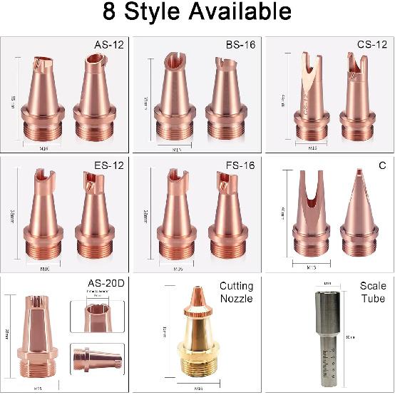 MCWlaser 5 Pcs Laser Welder Nozzle Tip Kit Cutting Copper Nozzles for Portable Laser Welding Gun Laser Welder Head Laser Welding Machine