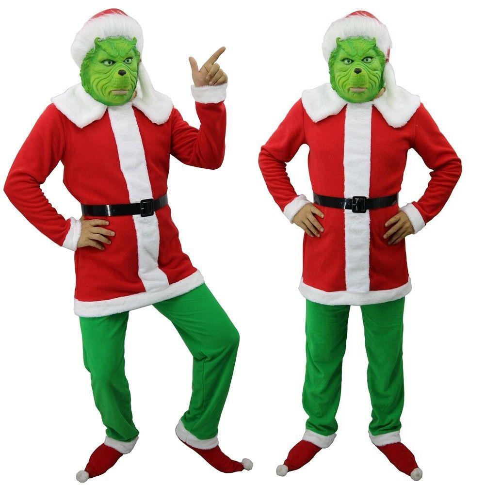 Festliches Wie der Grinch Weihnachten stahl Erwachsenenkostüm Anzug für Feiertags-Cosplay-Spaß