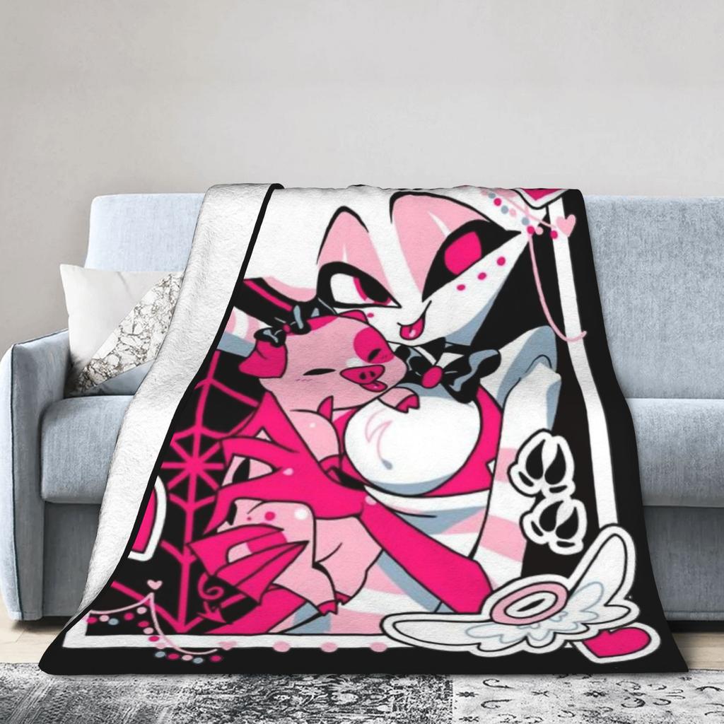 Angel Dusts and Fat Nugget Selfie Hazbins Hotels Blanket Fleece Autumn  Breathable Warm Throw Blanket for Bedding Outdoor Quilt