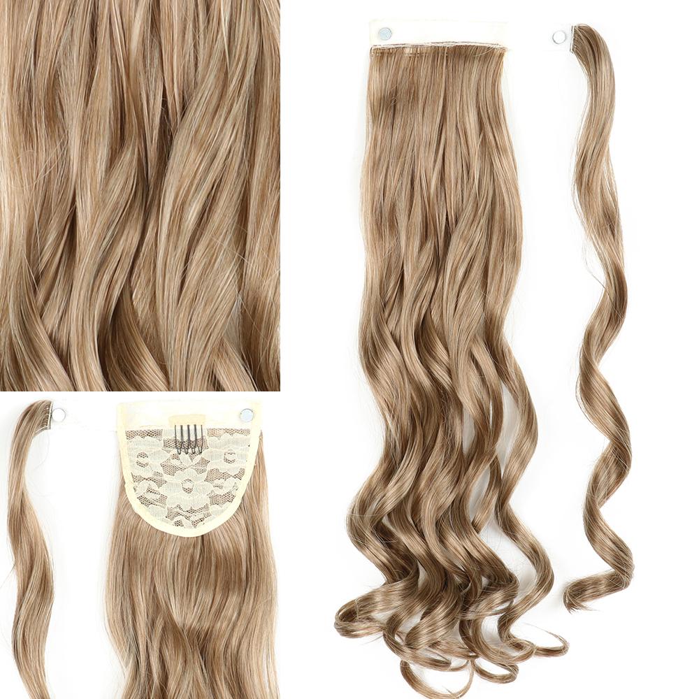 LISI HAIR Synthetic 22 Inches Long Wavy Wrap Around Clips In Ponytail Hair Extension Blonde Black Natural Hair Piece