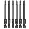 6pcs T6-T40 Torx Screwdriver Bit 1/4" Hex Shank 75mm/100mm S3 Steel Magnetic Tamper Proof Star 6 Point Head Hex Screw Driver Bit