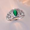 Vintage Silber Farbe Keltischer Knoten Marquise Cut Grün Zirkonia Ringe für Frauen Männer Modeschmuck