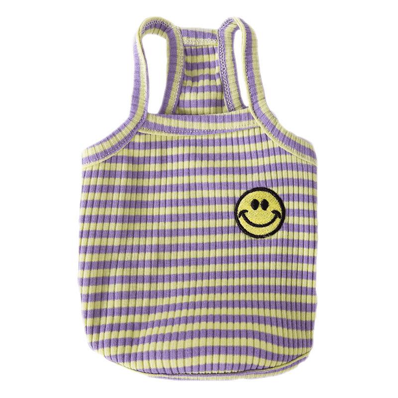 Cute Smiley Face Colorful Striped Suspenders Spring and Summer Thin Breathable Bipedal Into Kitten Dog Pet Cat Clothes