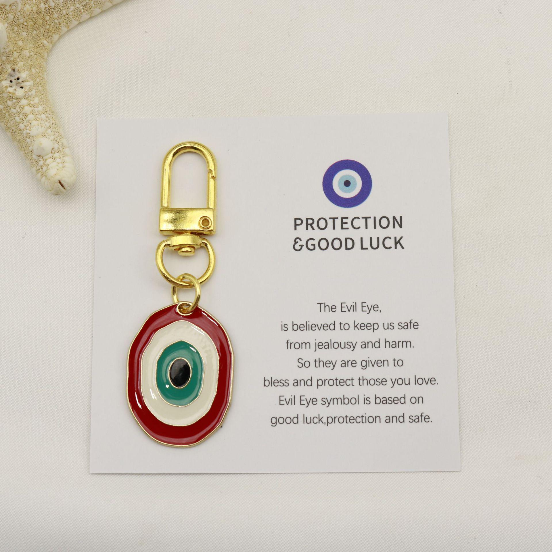 Blue Evil Eye Good Luck Keychain Pendant - Protection Good Luck Card Included