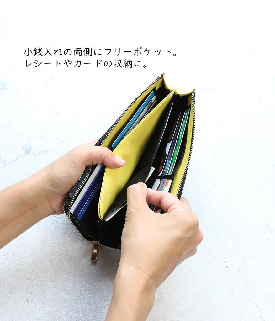VIA DOAN Women's Slim L-Shaped Zipper Long Wallet, Genuine Leather, Polka Dot Pattern, Made in Japan [No. 561]