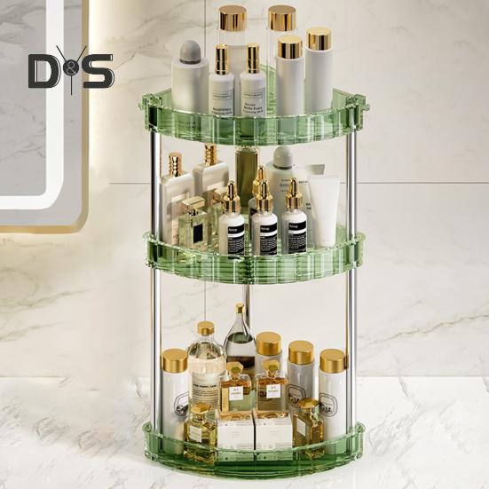 Corner Bathroom Counter Organizer Storage Rack Large Capacity 3 Tier 90 Degree Design Makeup Organizer Perfume Tray