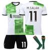 Jugendliche Kinder Erwachsene Individueller Name Fußballtrikots 23/24 Liverpool Auswärts #11 M.Salah Sport Trainings Trikot Set mit Socken
