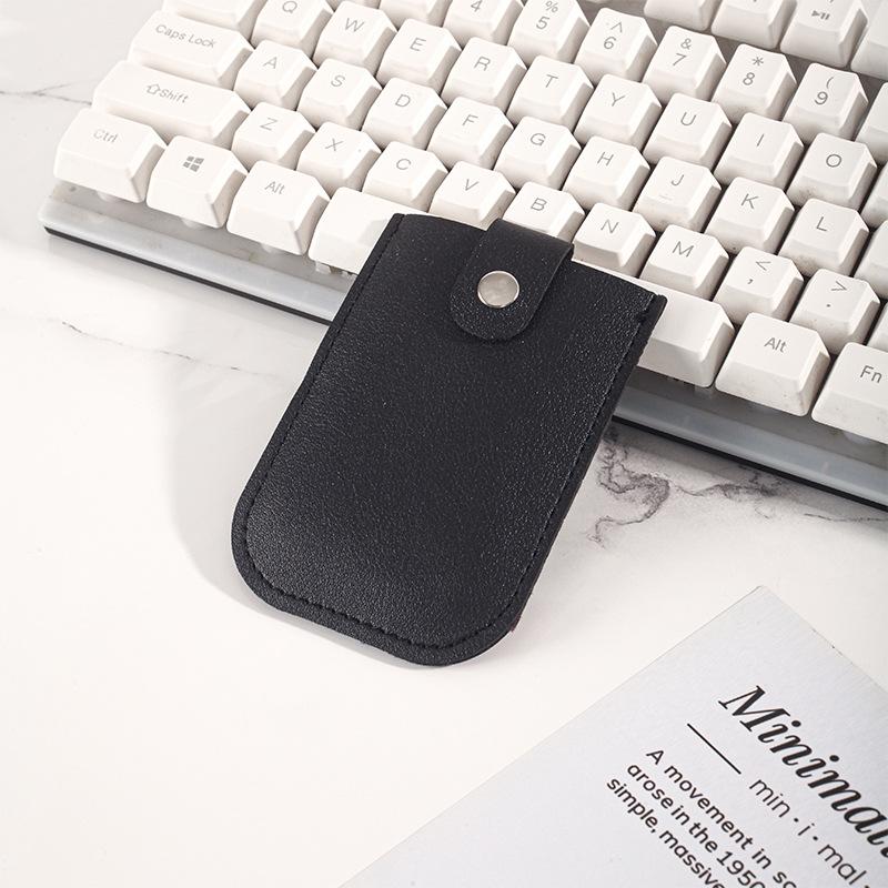 Stacked concealed pull-out card holder for multi-card slots, leather with snap fastening, pull-out card holder for card holder