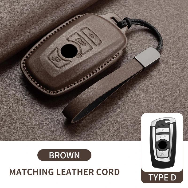 Genuine Leather Auto Smart Key Fob Cover Case Housing Fit For Bmw X1 X3 X5 X6 X7 1 3 5 6 7 Series G20 G30 G11 F15 F16 G01 G02 F48 Keyless Key Fob
