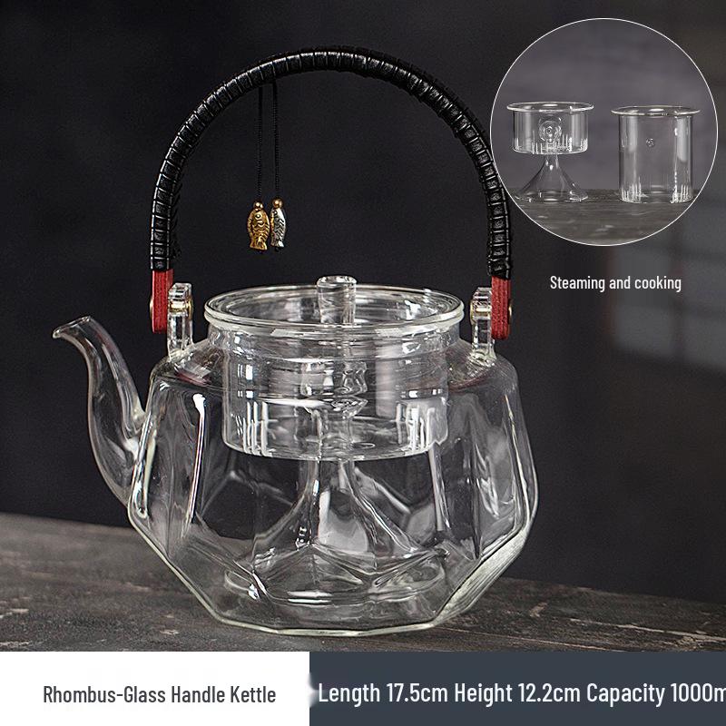Glass Tea Kettle & Brewing Set for Induction Cooker: White Pot for Boiling, Steaming & Health-Preserving Tea at Home