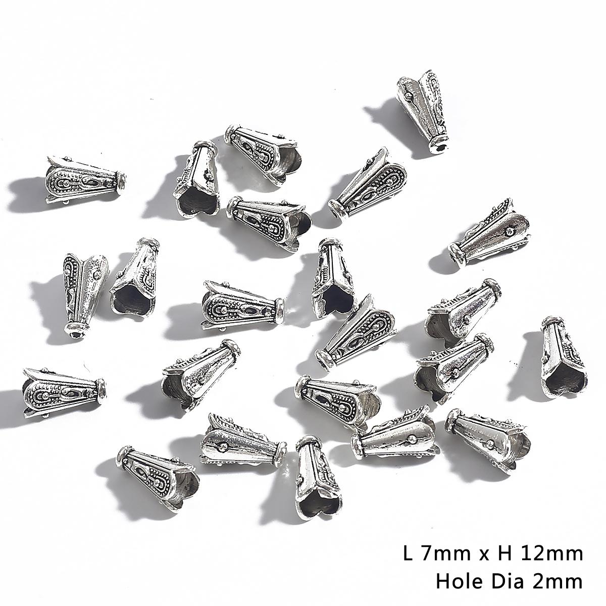 

10 шт., модные ювелирные изделия, тибетская кисточка, обжимная крышка, наконечник из сплава, бусины, крышка, металлические аксессуары для ювелирных изделий, фурнитура 05 7×12mm серебряный