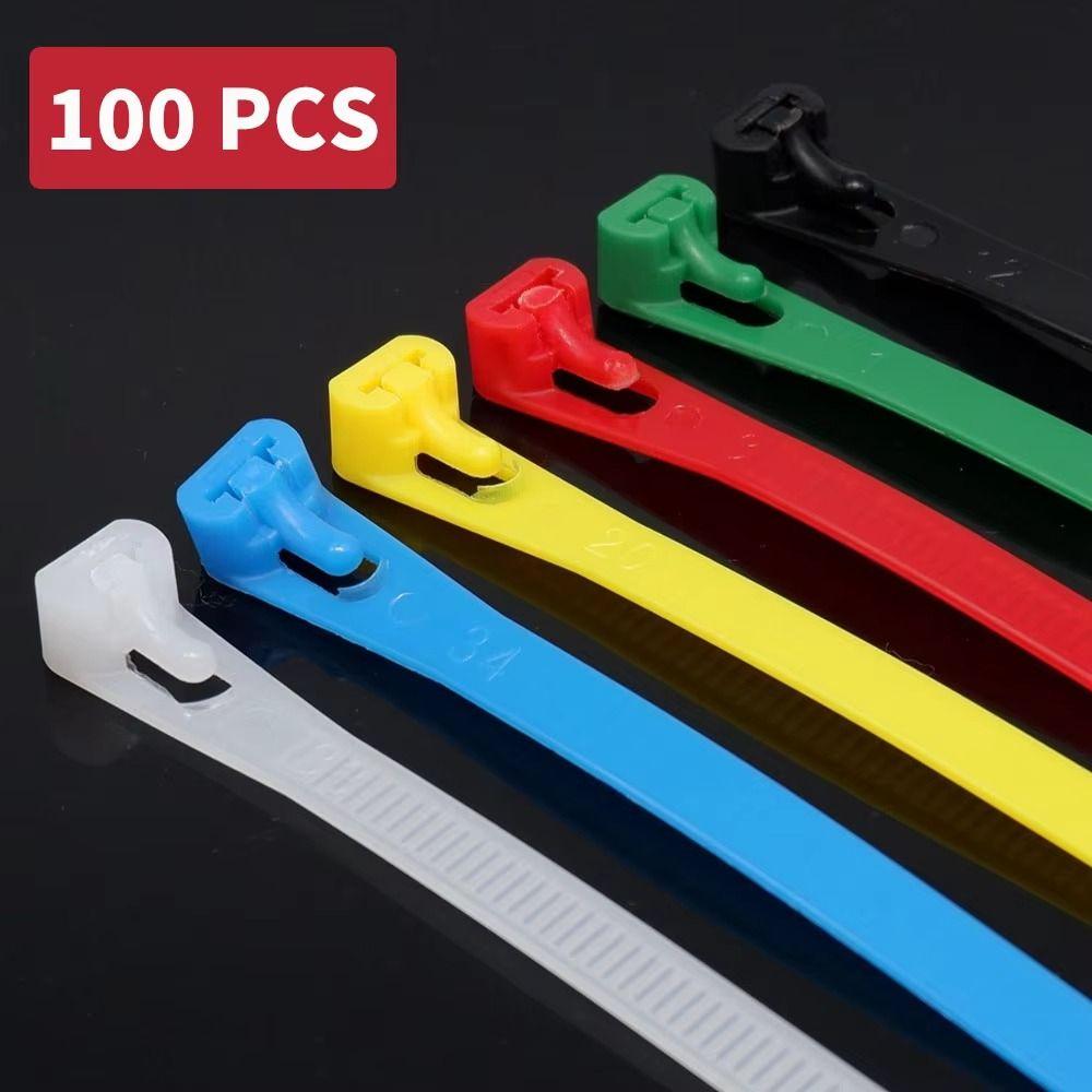 100 PCS Durable Self-locking Zip Ties Multi Purpose Car Instrument Zip Ties for Auto Repairing