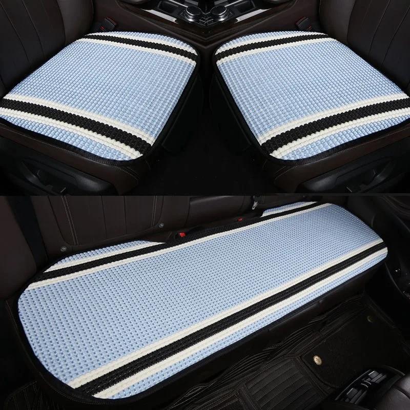 Summer Car Seat Cushion Cooling Pad - Ice Silk Breathable Anti-Slip 3-Piece No-Binding Comfort for Hot Weather Car Seat Covers