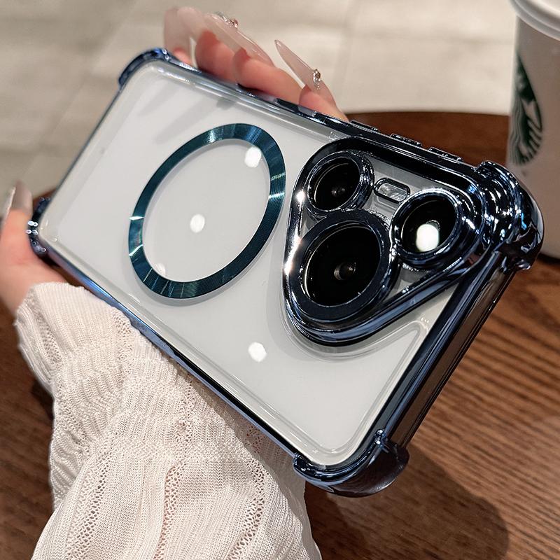 Case For Pura 80 Pro Soft TPU Magnetic Wireless Charging Cover For Huawei Pura 70 Pro + 80 Ultra Clear Lens Film Electroplating Silicone Cases