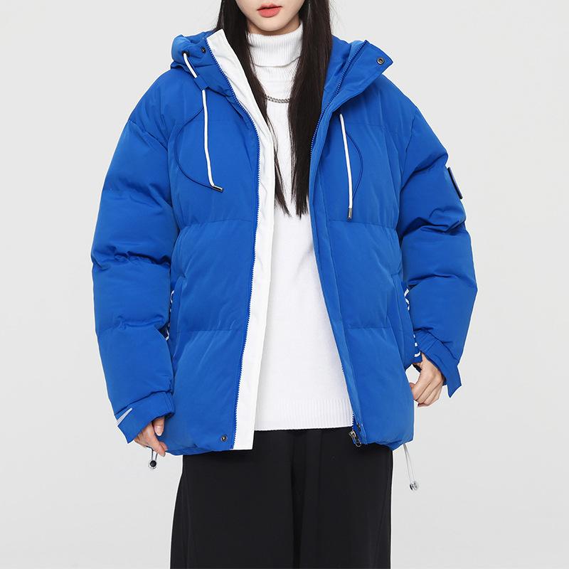 

Повседневная пуховая хлопковая одежда утолщена зимой, теплая и свободная, хлопковая одежда в гонконгском стиле, универсальные куртки с капюшоном, хлопковая одежда 4XL синий