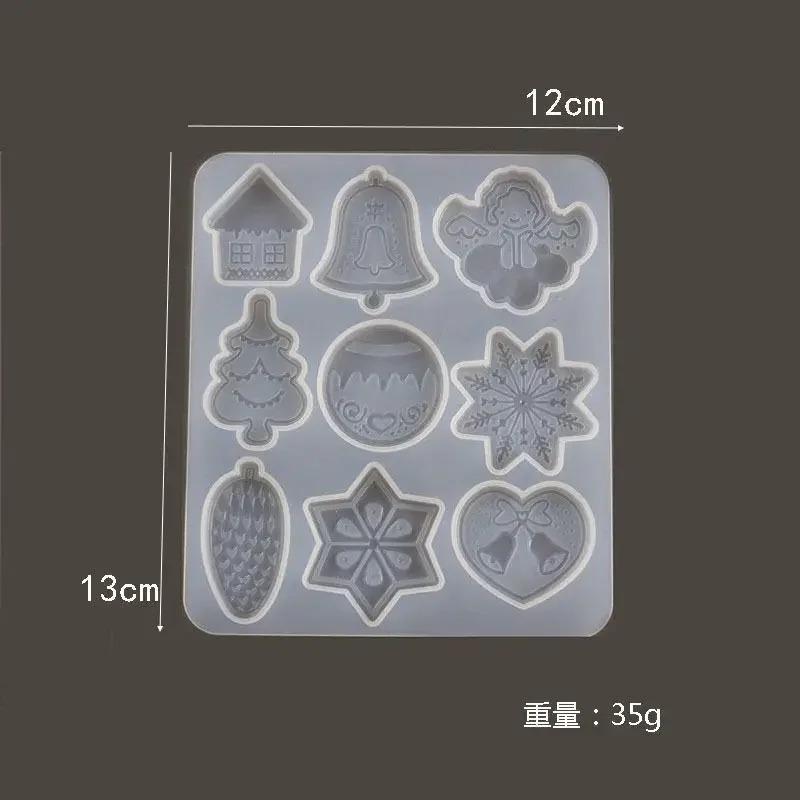 Christmas DIY Crystal Epoxy Mold Xmas Tree Snowflake Elk Pendant Keychain Listing Jewelry Silicone Mold Set Cookie Mold