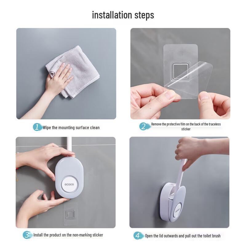 ecoco Wall-Mounted Silicone Toilet Brush with Holder