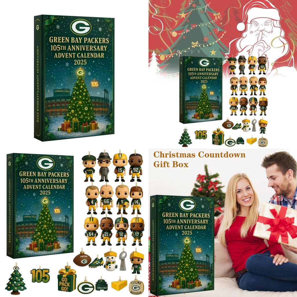Kalendarz Adwentowy Rocznicowy Green Bay Packers Akrylowa Dekoracja Świąteczna Prezent Dla Fanów Sportu