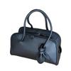 Women's PU Leather Mini Boston Bag, Black, Handbag, Zipper Closure, Lightweight, Cute and Stylish, 26x8.5x17cm