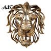 Retro Bronze Home Wall Ornament Lion Sculpture, Resin Decorative Art, 3D Animal Head Sculpture for Living Room Figurine, Hollow Hanging Pendant Indoor